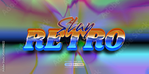 Retro text effect stay retro futuristic editable 80s classic style with experimental background, ideal for poster, flyer, social media post with give them the rad 1980s touch