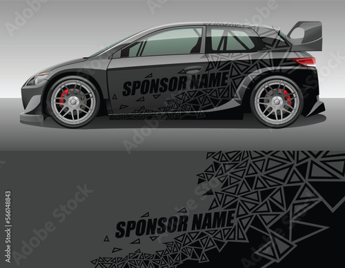 Car wrap vinyl racing decal ornament. Abstract geometric triangle sport background design print template. Vector illustration.