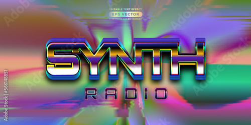 Retro text effect synth radio futuristic editable 80s classic style with experimental background, ideal for poster, flyer, social media post with give them the rad 1980s touch