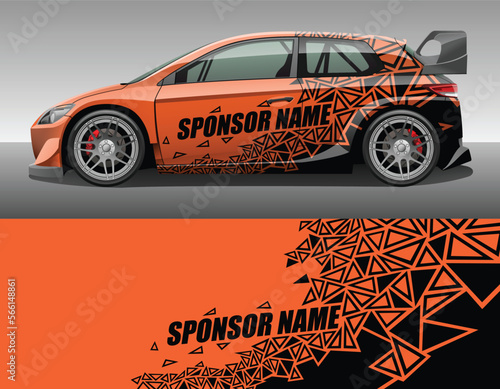 Car wrap vinyl racing decal ornament. Abstract geometric triangle sport background design print template. Vector illustration.