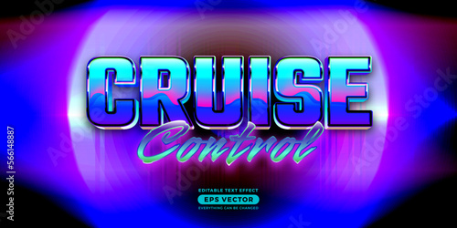 Retro text effect cruise control futuristic editable 80s classic style with experimental background, ideal for poster, flyer, social media post with give them the rad 1980s touch