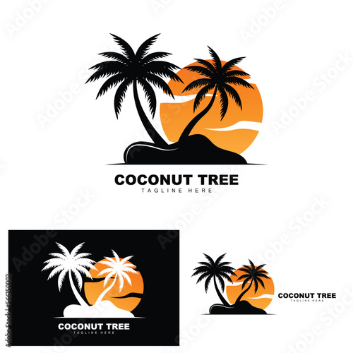 Coconut Tree Logo  Ocean Tree Vector  Design For Templates  Product Branding  Beach Tourism Object Logo