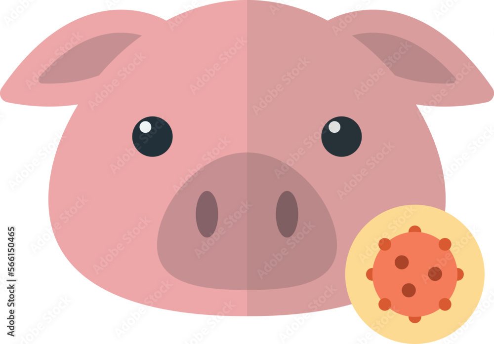 Pig and virus illustration in minimal style Pig and virus illustration in minimal style