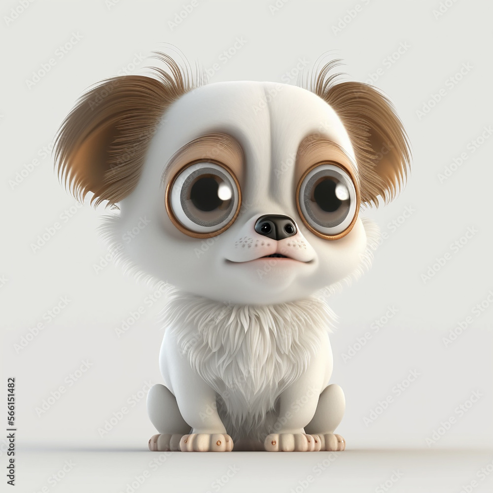 Obraz premium white cute puppy cartoon character