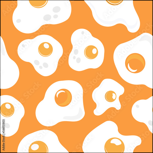 Scrambled eggs. Fried egg, flat icon design on a white background, vector illustration. Pattern.