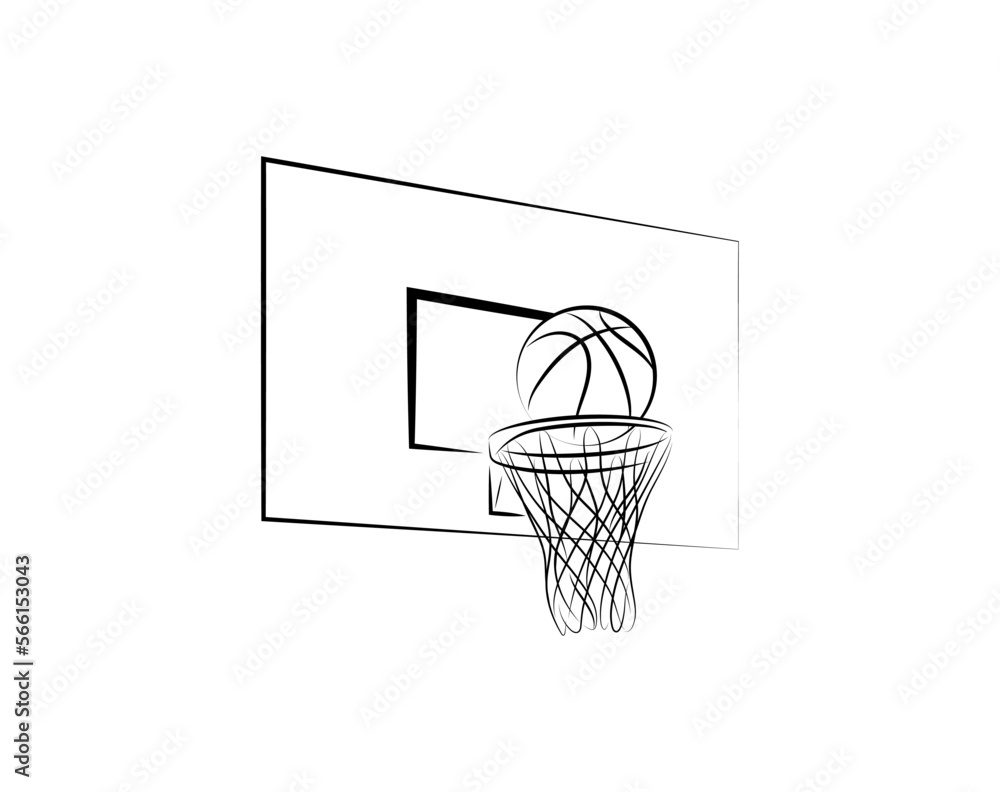 バスケットボールとバスケットゴールの筆絵風でお洒落なイラスト ベクター
Stylish illustration of a basketball and a basketball goal in brushstroke style. Vector