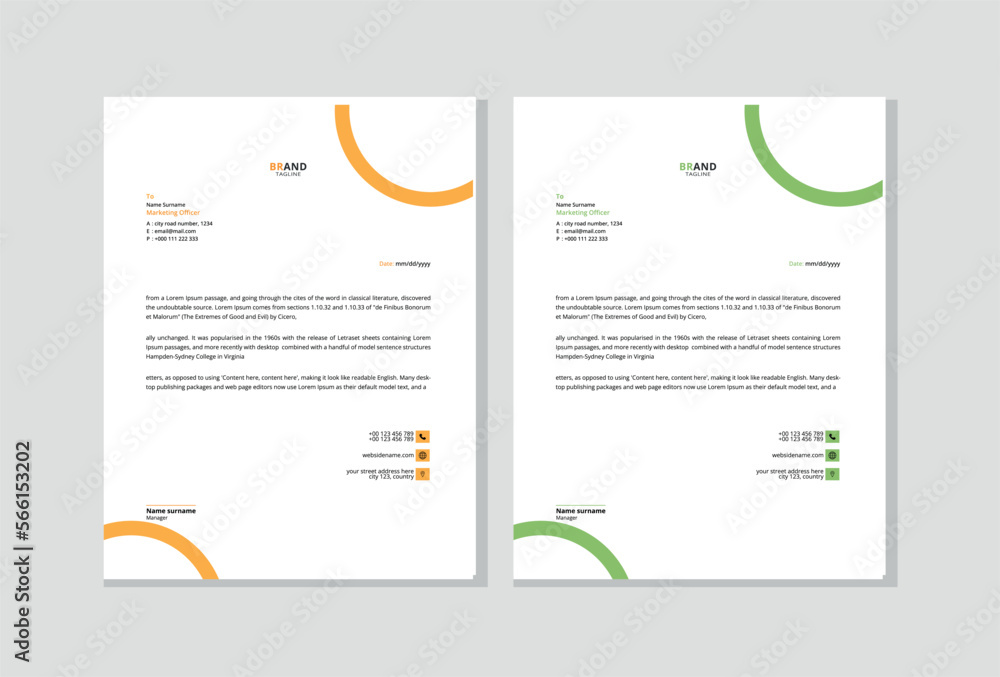 Corporate modern letterhead template design. Letterhead design for your business, corporate company, project, corporate industries. Corporate modern letterhead template design. Letterhead design for your business, corporate company, project, corporate industries.