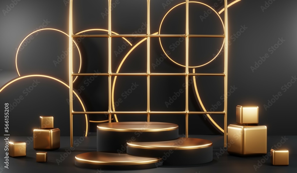 3D rendering of black podium background for black friday product on podium 3D rendering of black podium background for black friday product on podium