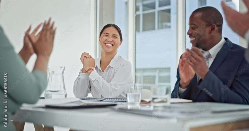 Success, applause or business people in meeting after a deal, financial target or sales goals. Partnership, excited woman or happy crowd of office employees clapping to support corporate achievement Success, applause or business people in meeting after a deal, financial target or sales goals. Partnership, excited woman or happy crowd of office employees clapping to support corporate achievement