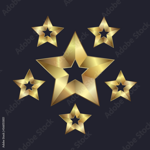 SIX stars on dark background  6 Premium star buttons  options  prize  Levels design. and premium dark level with gold color button  Vector illustration