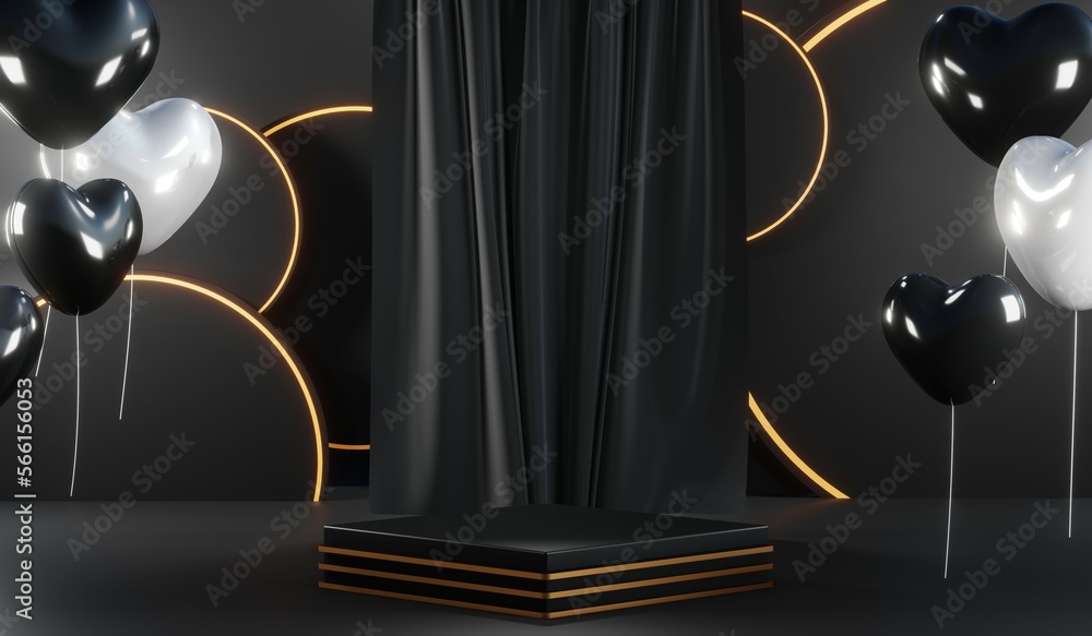 3D rendering of black podium background for black friday product on podium 3D rendering of black podium background for black friday product on podium
