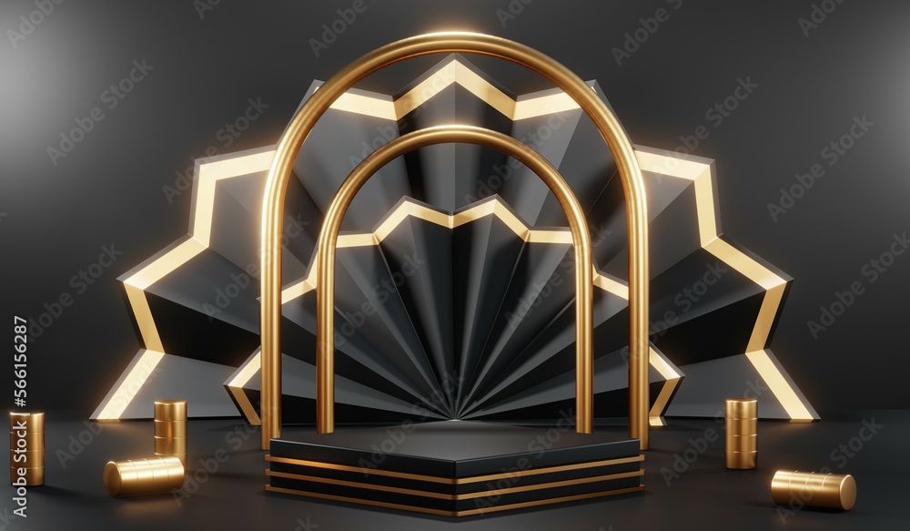 3D rendering of black podium background for black friday product on podium 3D rendering of black podium background for black friday product on podium