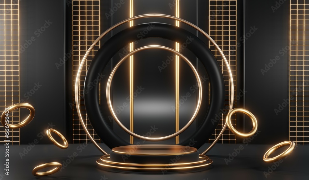 3D rendering of black podium background for black friday product on podium 3D rendering of black podium background for black friday product on podium