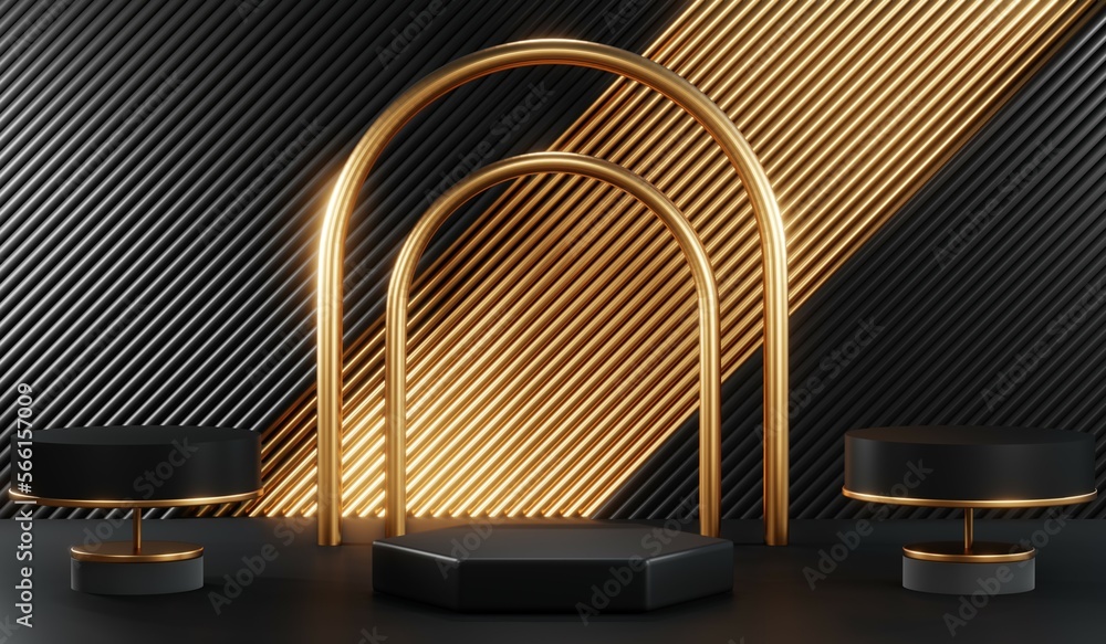 3D rendering of black podium background for black friday product on podium 3D rendering of black podium background for black friday product on podium