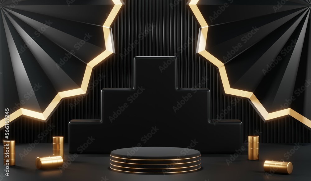 3D rendering of black podium background for black friday product on podium 3D rendering of black podium background for black friday product on podium