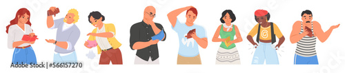 People holding empty wallets isolated vector set