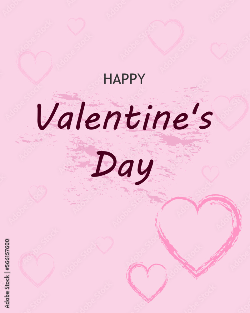 Valentine card with pink hearts