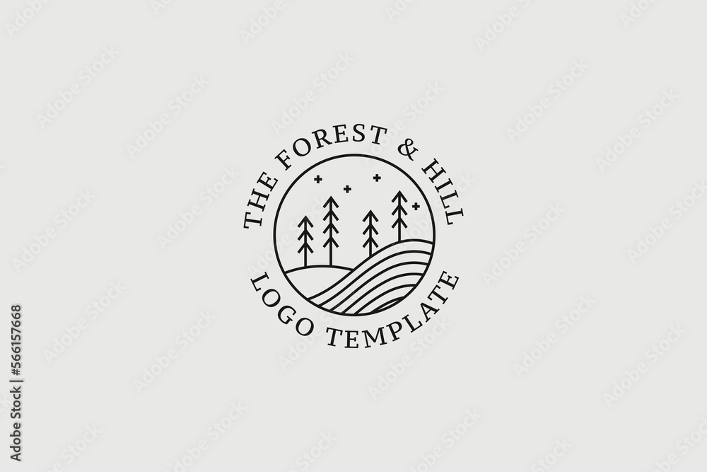 Creative Forest Outline Logo Design Creative Forest Outline Logo Design