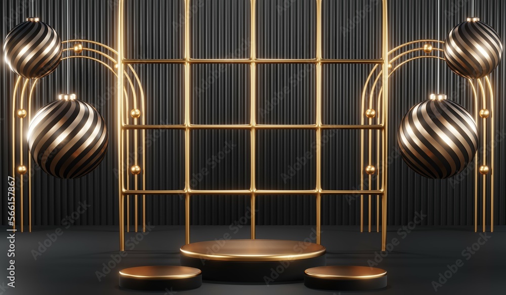 3D rendering of black podium background for black friday product on podium 3D rendering of black podium background for black friday product on podium