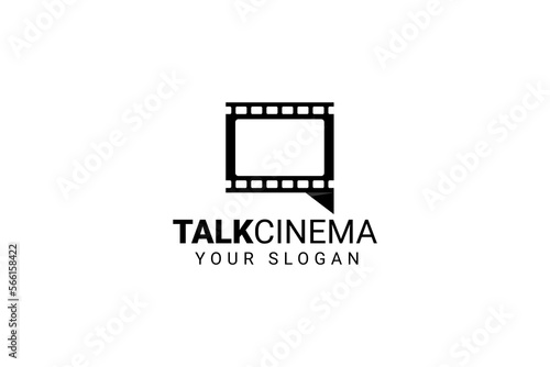 Photo Or Video Negative Film Stripes With Bubble Chat For Movie Cinema Production Logo Design Logo Design