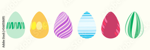 Set of Colorful Easter Eggs on white