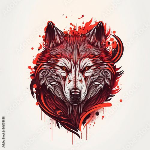 Wolf Logo or Tattoo Design. generative ai