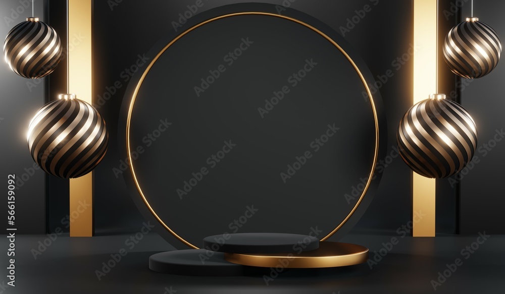 3D rendering of black podium background for black friday product on podium 3D rendering of black podium background for black friday product on podium