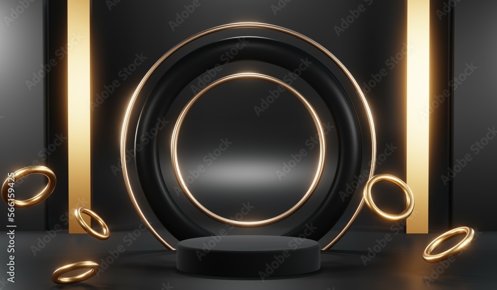 3D rendering of black podium background for black friday product on podium 3D rendering of black podium background for black friday product on podium