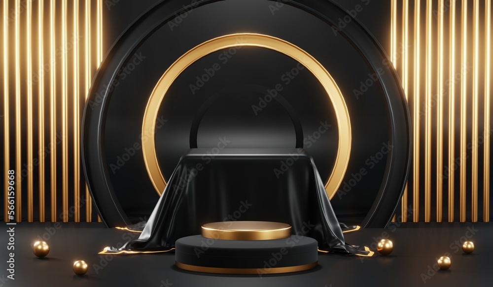 3D rendering of black podium background for black friday product on podium 3D rendering of black podium background for black friday product on podium