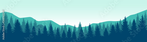 Forrest landscape. Tree background. Forrest banner. Mountain landscape.