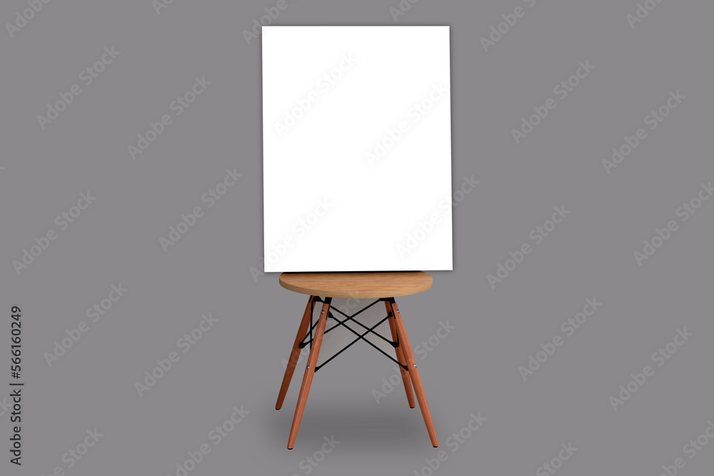 Mock Up Blank Canvas Stand Wooden Easel Sign Stand Isolated Stock