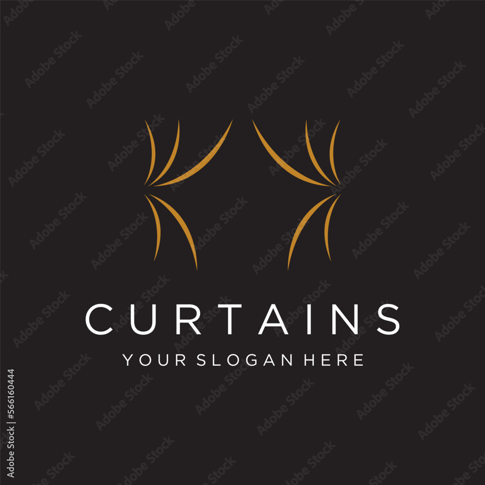 Creative luxury curtain or curtain Logo template design for Theatre, home,hotel and apartment.
