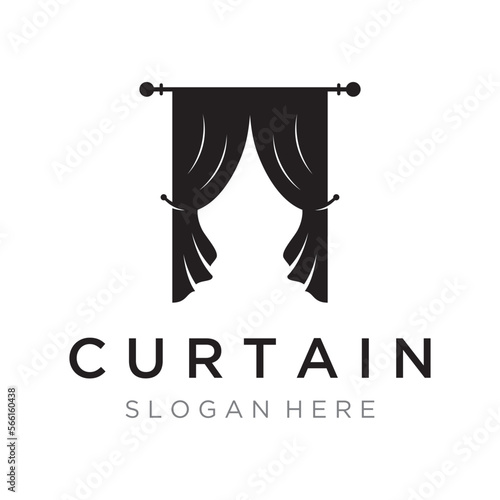 Creative luxury curtain or curtain Logo template design for Theatre, home,hotel and apartment.
