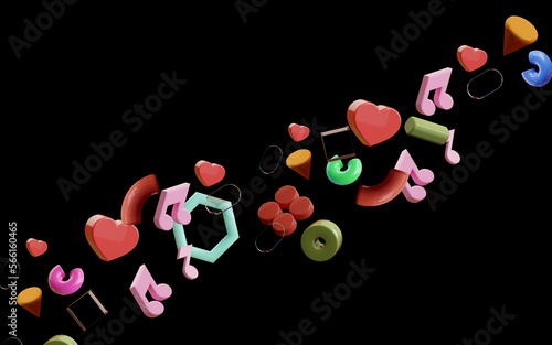 Abstract 3d rendering of geometric shapes. Composition with squares. Cube design on the black background. Modern background for poster, cover, branding, banner, card.