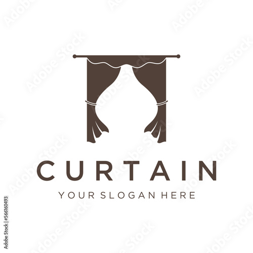 Creative luxury curtain or curtain Logo template design for Theatre, home,hotel and apartment.