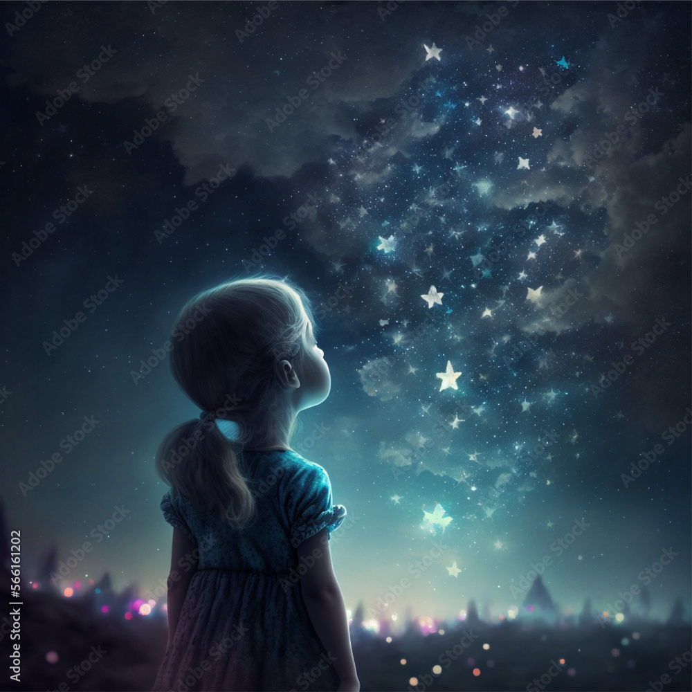 A girl looking at sky 