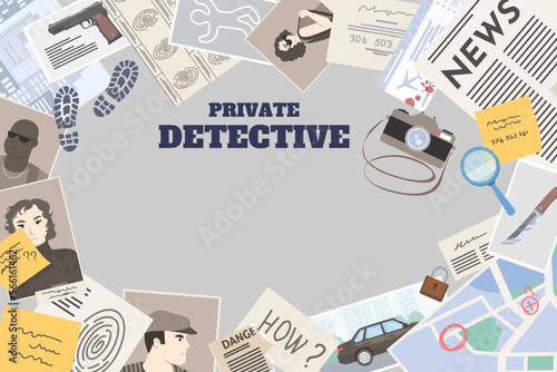 Private detective vector poster with copy space