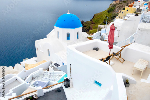 Greek Island blue dome Church, Santorini, Greece © Nataliya
