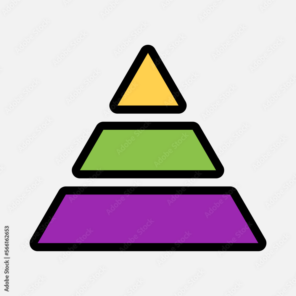 Pyramid chart icon in filled line style, use for website mobile app presentation Pyramid chart icon in filled line style, use for website mobile app presentation