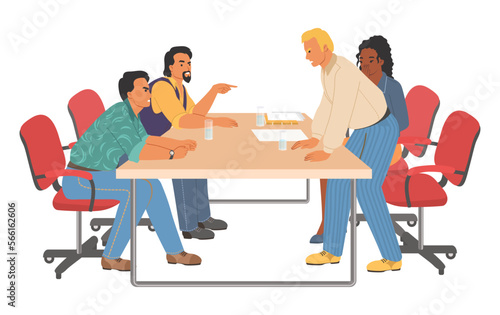 Work conflict vector arguing coworkers at table