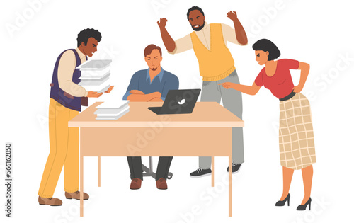 Work conflict and quarrel in office vector