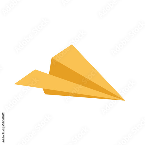 Paper plane concept. A yellow paper plane icon.