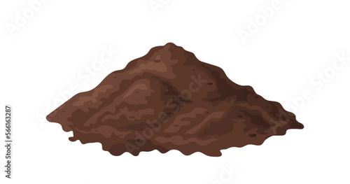 Pile of soil in cartoon. Heap of ground for agricultural. Vector illustration isolated on white background