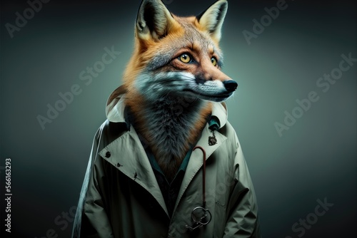 A fox in a scientists coat. Generative AI