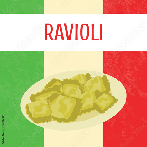 ravioli background.Flat vector illustration.  Hand drawn illustration