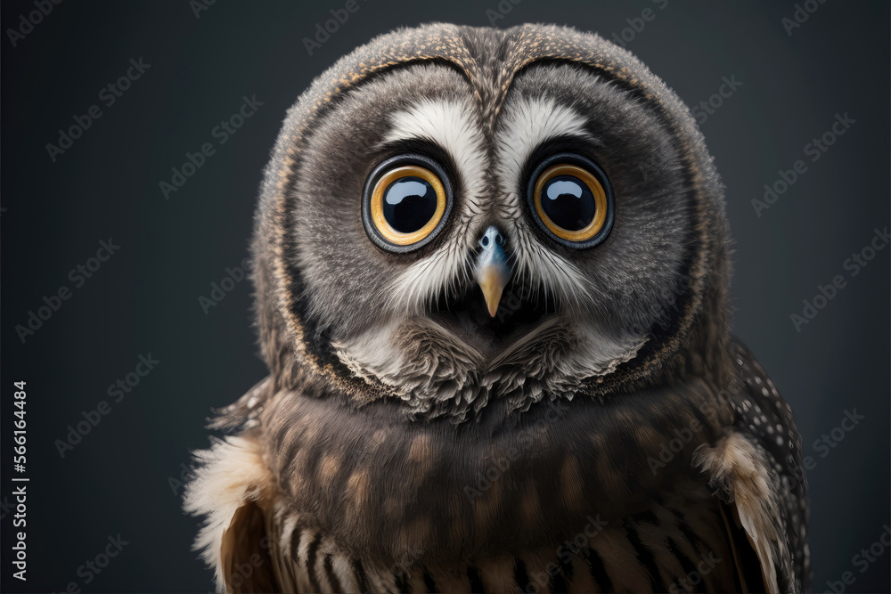 Fototapeta premium A silly looking owl with big eyes. Generative AI