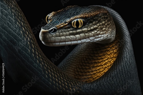 Studio portrait of a snake with a sleek. Generative AI