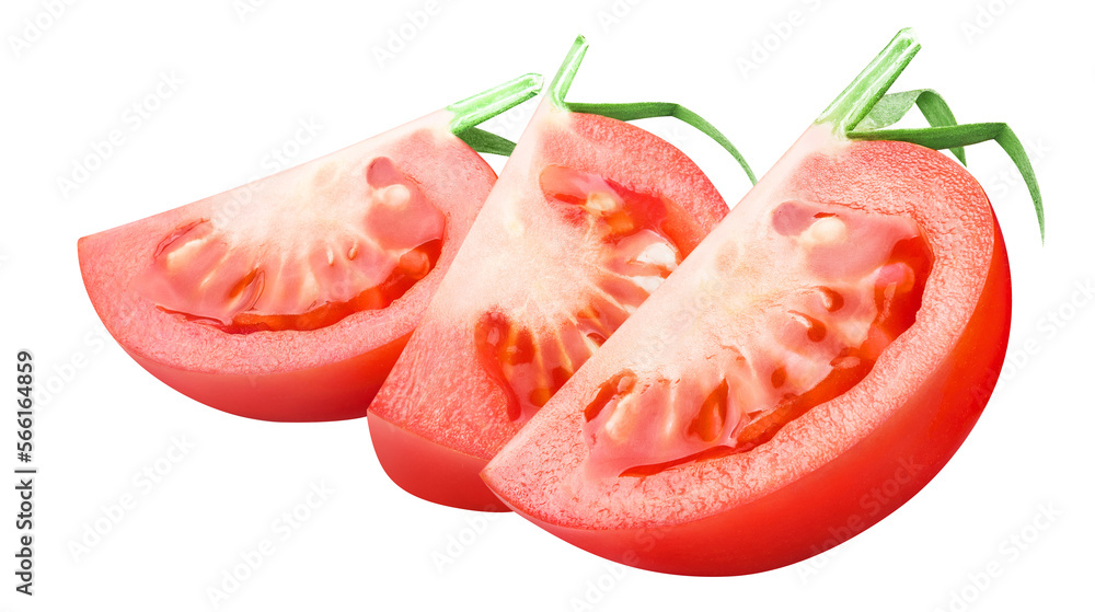 Sliced delicious tomato, cut out Sliced delicious tomato, cut out