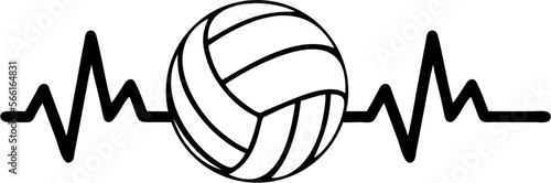 Vector Volleyball Ball with Heartbeat Illustration: A Passionate Design for Intense Sports and Activities