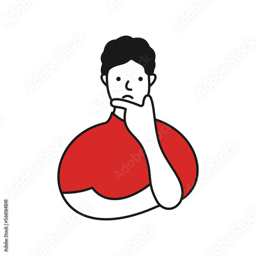 Worried expression Flat people characters work at home design illustration.